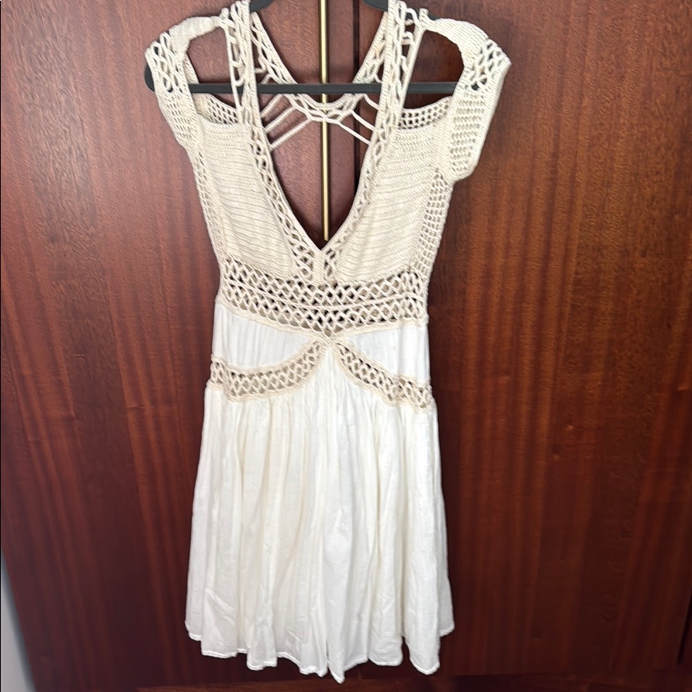 Chasing Unicorns Cream crochet and cotton Gauze Dress